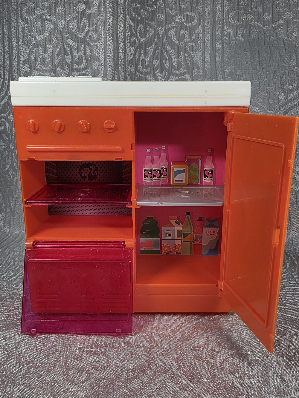 Retro Barbie Toy Kitchen Refrigerator Stove Counter